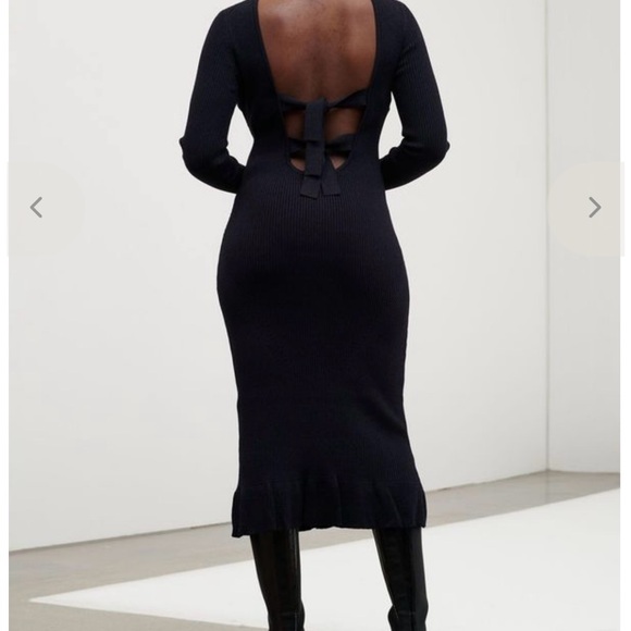 Ganni Elegant Black Backless Dress knit - Picture 4 of 12